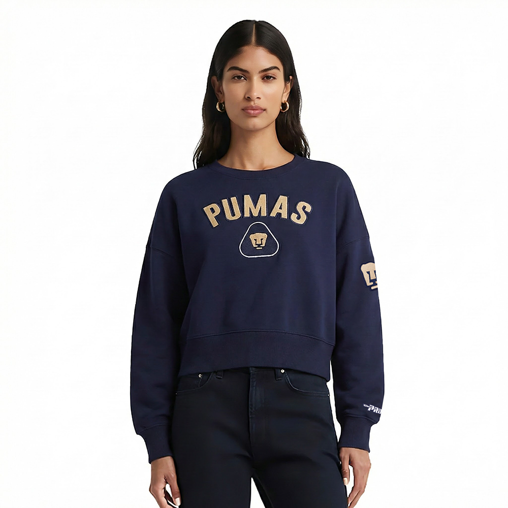 SUDADERA DE CUELLO REDONDO LIGA MX PUMAS UNAM CLASSIC CHENILLE PARA MUJER